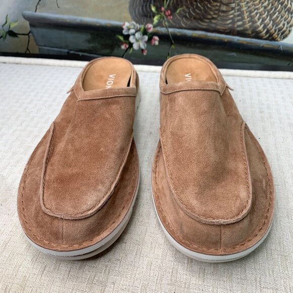 Vionic Mens Size 10.5 W Tan Uptown Clog Suede Slip-On Mules Casual Shoes - Picture 2 of 7